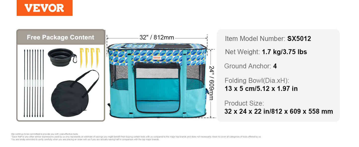 VEVOR Portable Foldable Pet Playpen Tent Crate Kennel Waterproof Puppy Shelter for Dog Cat Cages Indoor Outdoor Travel Camping