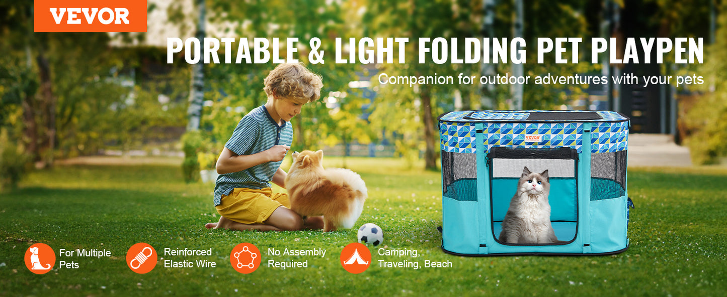 VEVOR Portable Foldable Pet Playpen Tent Crate Kennel Waterproof Puppy Shelter for Dog Cat Cages Indoor Outdoor Travel Camping