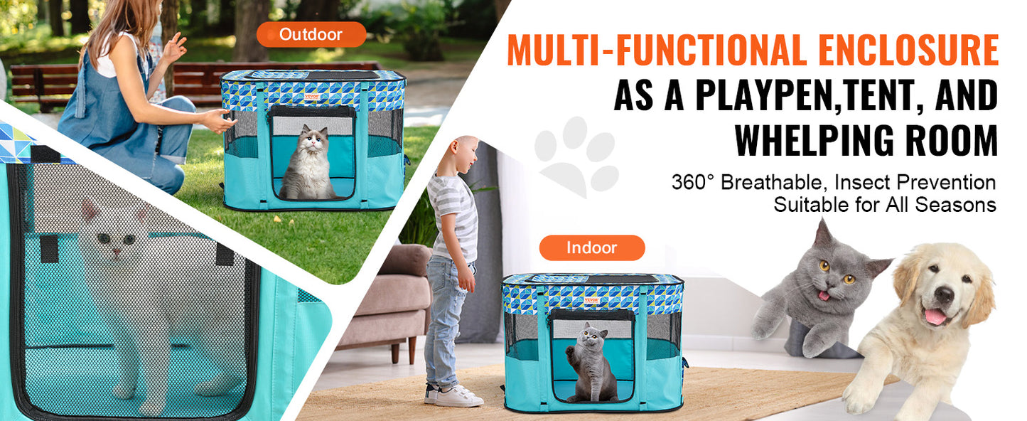 VEVOR Portable Foldable Pet Playpen Tent Crate Kennel Waterproof Puppy Shelter for Dog Cat Cages Indoor Outdoor Travel Camping