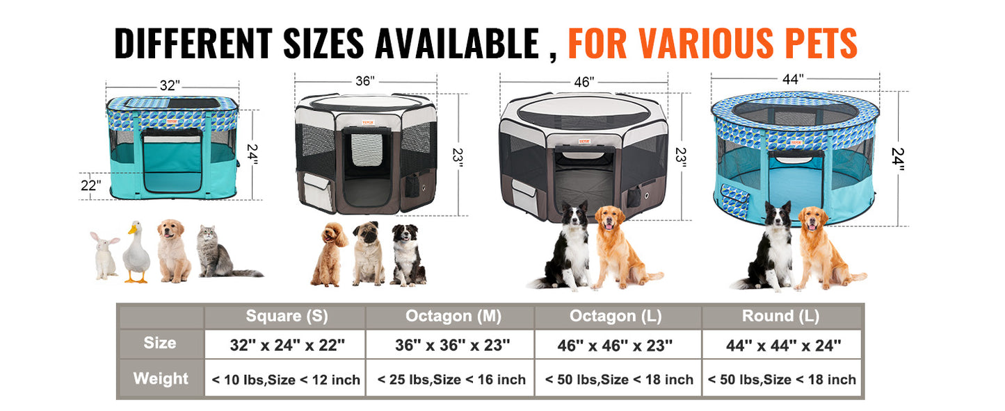 VEVOR Portable Foldable Pet Playpen Tent Crate Kennel Waterproof Puppy Shelter for Dog Cat Cages Indoor Outdoor Travel Camping
