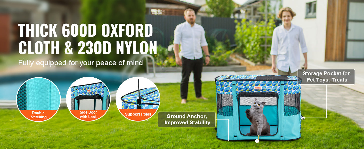 VEVOR Portable Foldable Pet Playpen Tent Crate Kennel Waterproof Puppy Shelter for Dog Cat Cages Indoor Outdoor Travel Camping