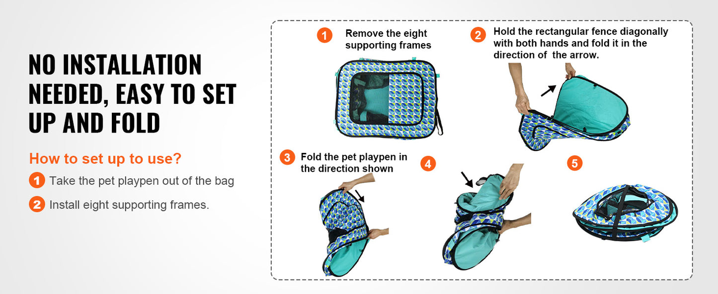 VEVOR Portable Foldable Pet Playpen Tent Crate Kennel Waterproof Puppy Shelter for Dog Cat Cages Indoor Outdoor Travel Camping