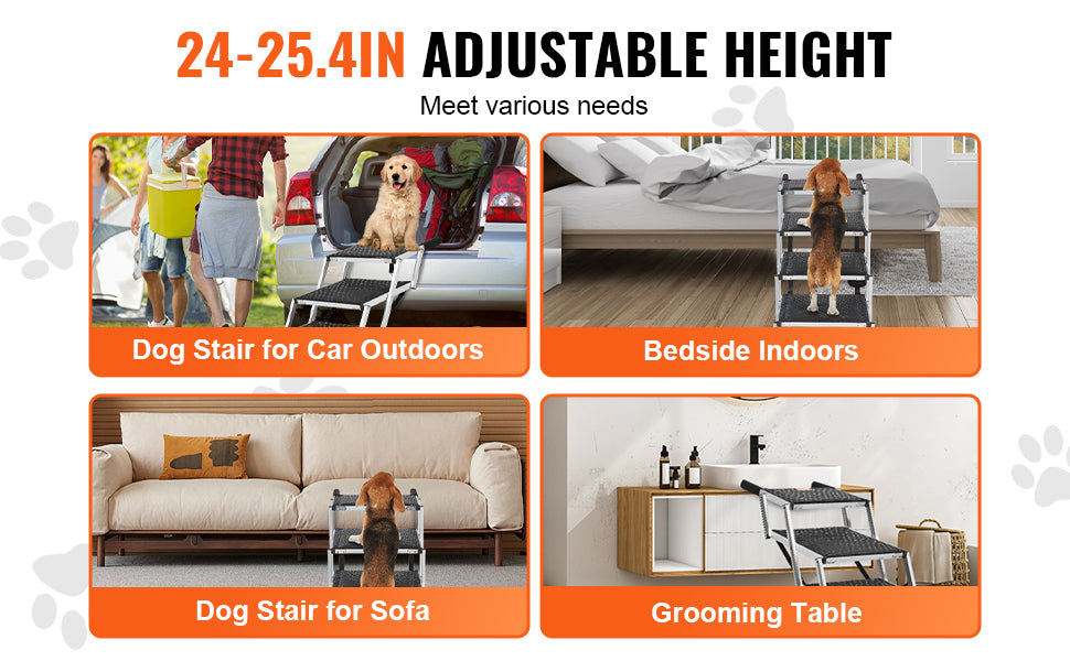 SucceBuy Dog Stair for Cars Wide Dog Car Steps Folding Portable Pet Steps Lightweight Aluminum for Car SUV and Truck 150 lbs